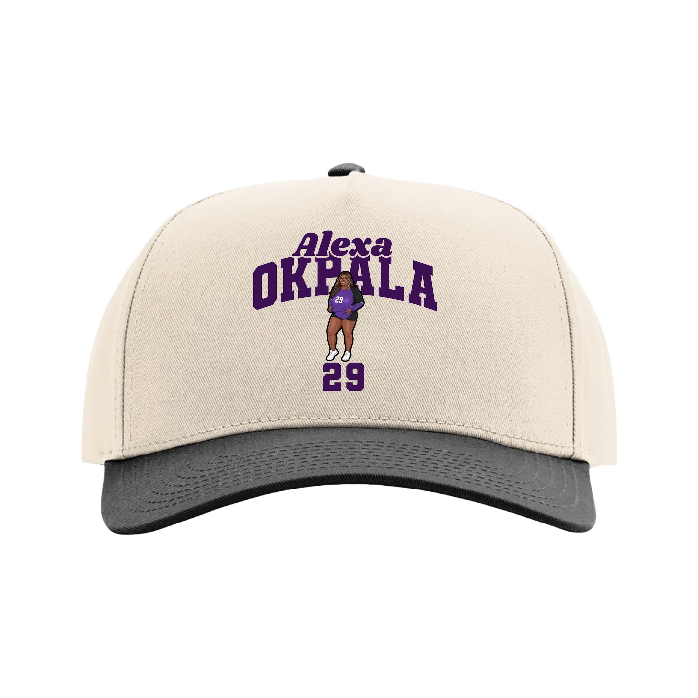 Full Fabric Five-Panel Champ Cap — Signature Arch in Cream/Black