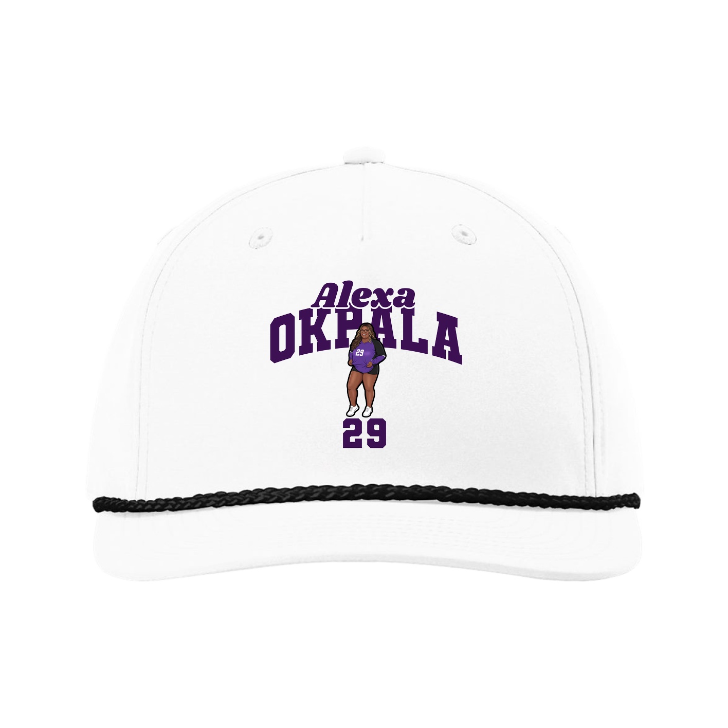 Five-Panel Classic Rope Cap — Signature Arch in White