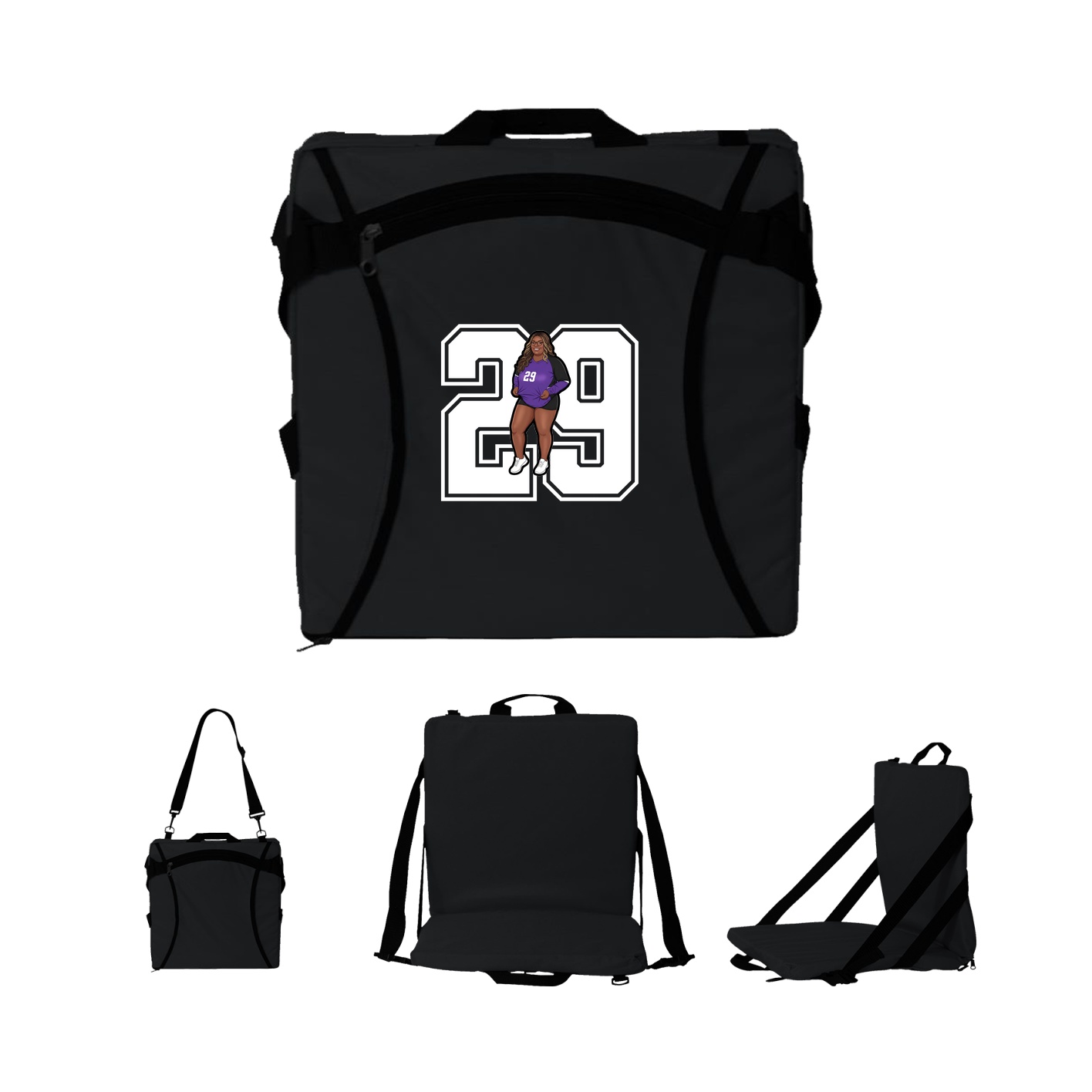 Folding Stadium Seat — Number in Black