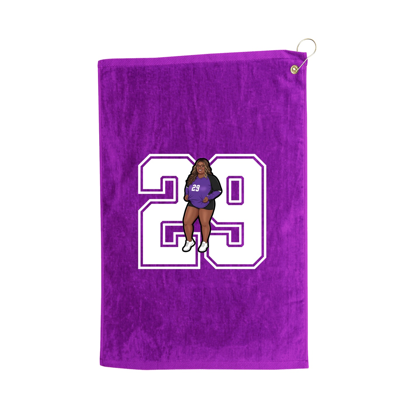 Golf Towel — Number in Purple