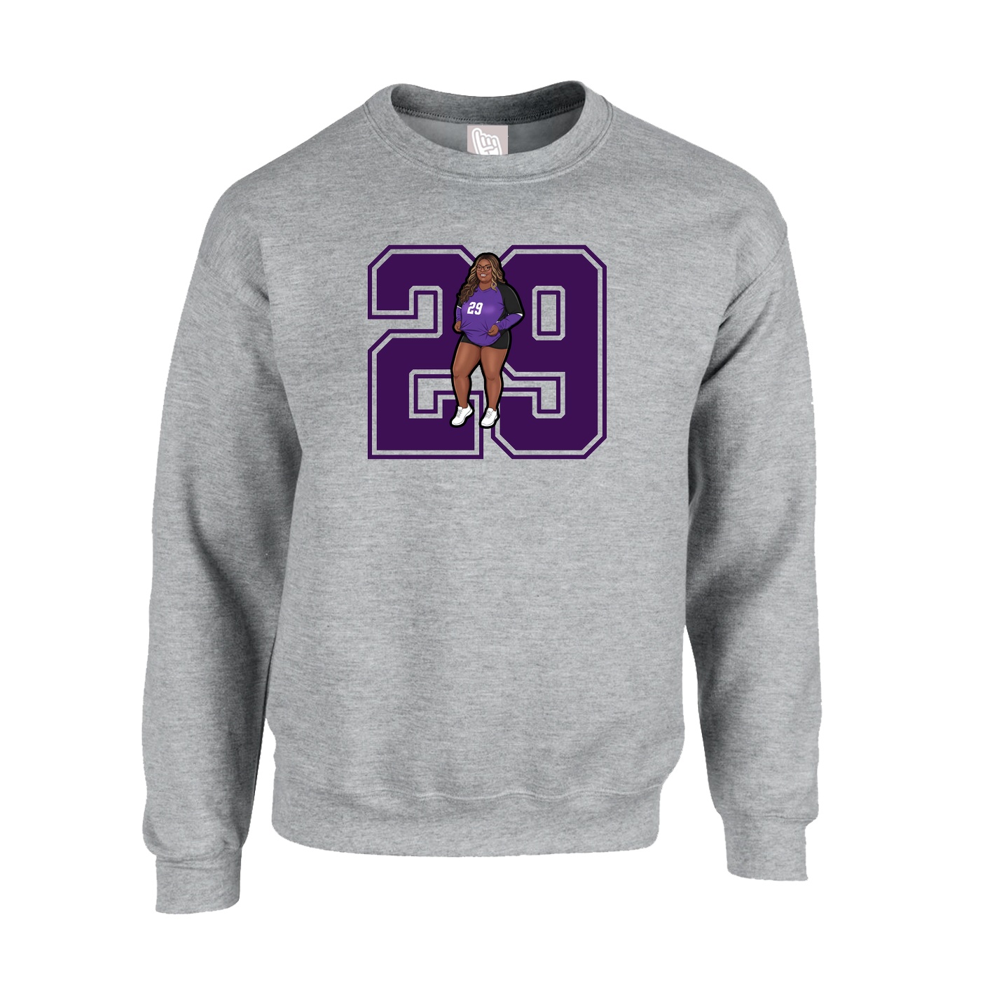 Fleece Crew — Number in Grey