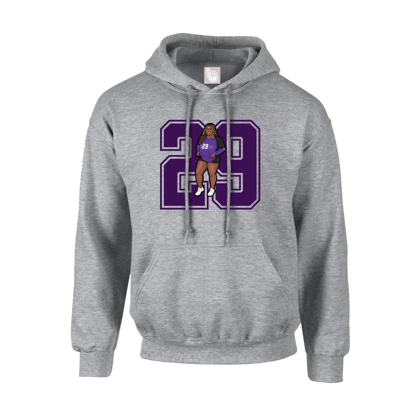 Youth Hoodie — Number in Grey