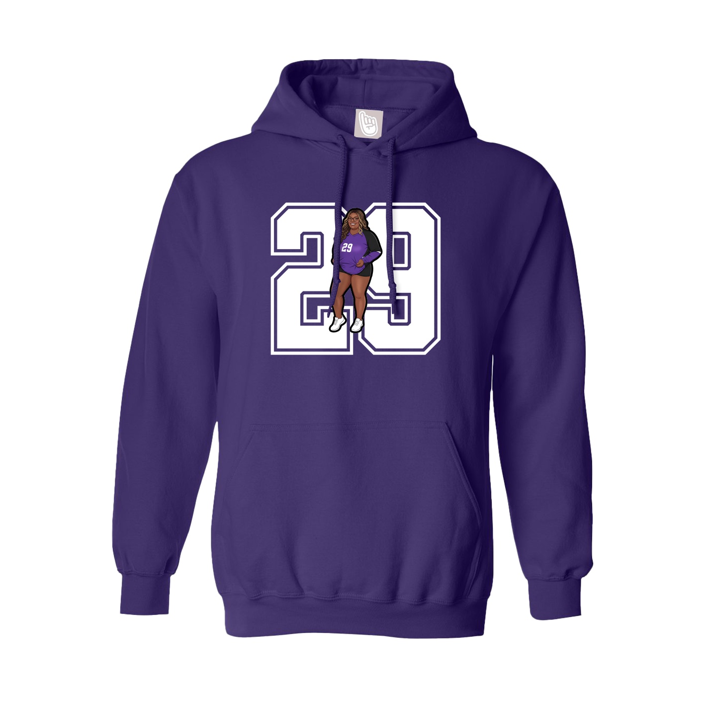 Youth Hoodie — Number in Purple