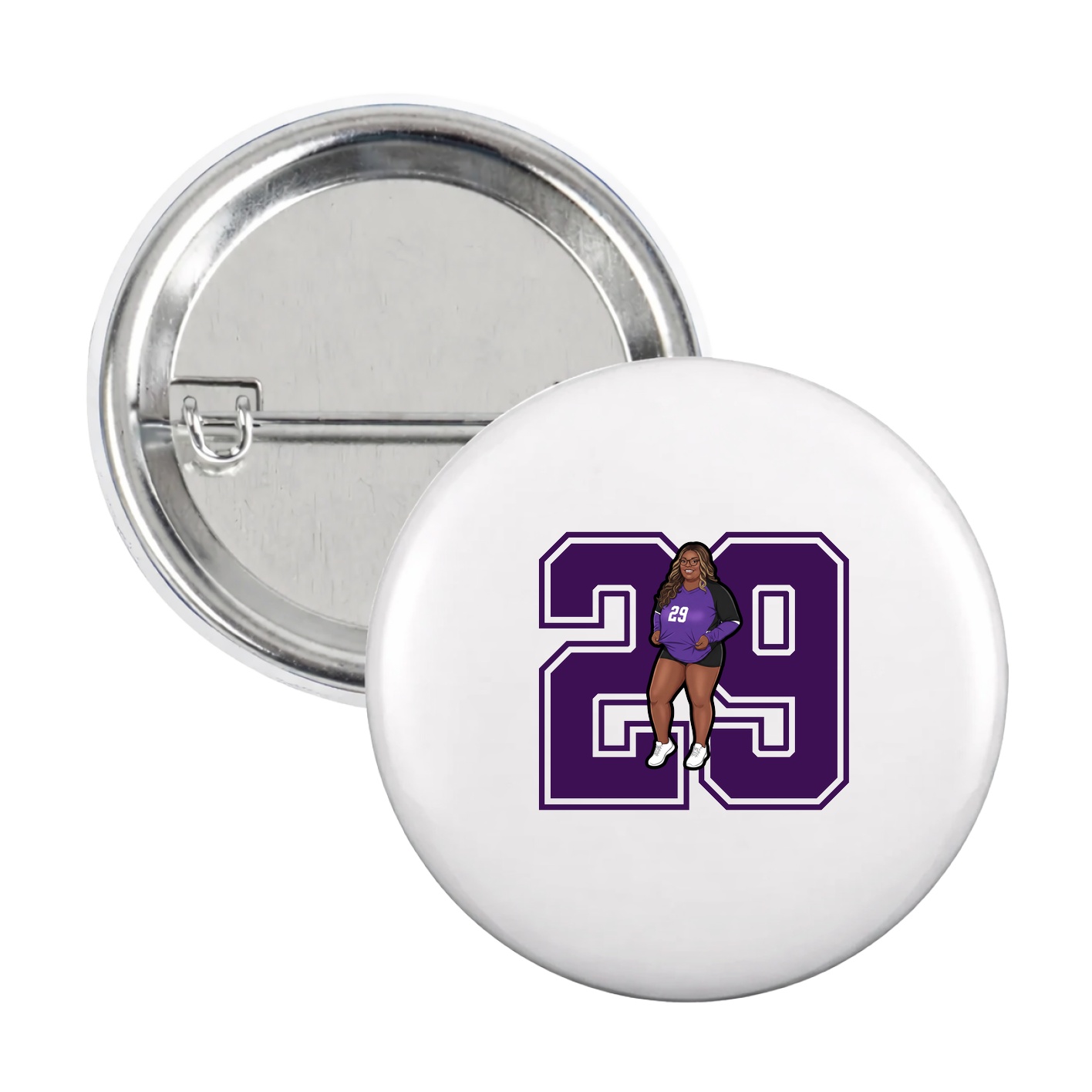 Game Day Button — Number in White