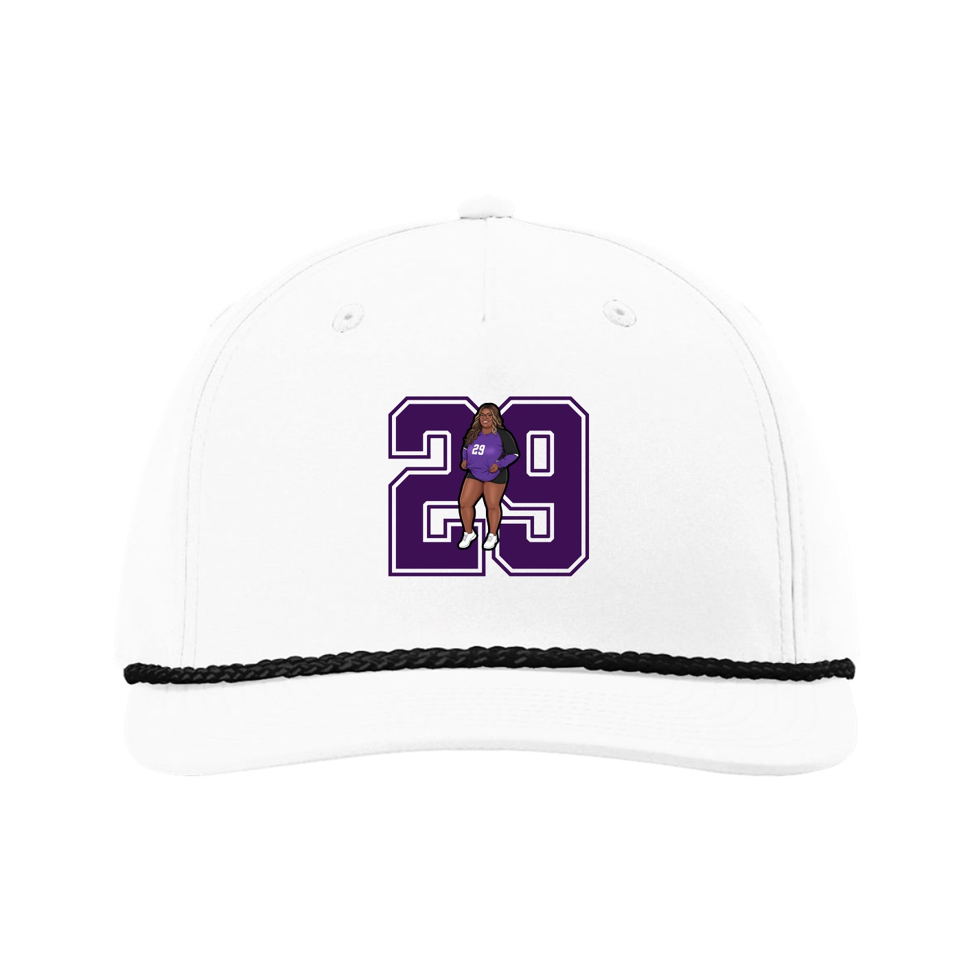 Five-Panel Classic Rope Cap — Number in White