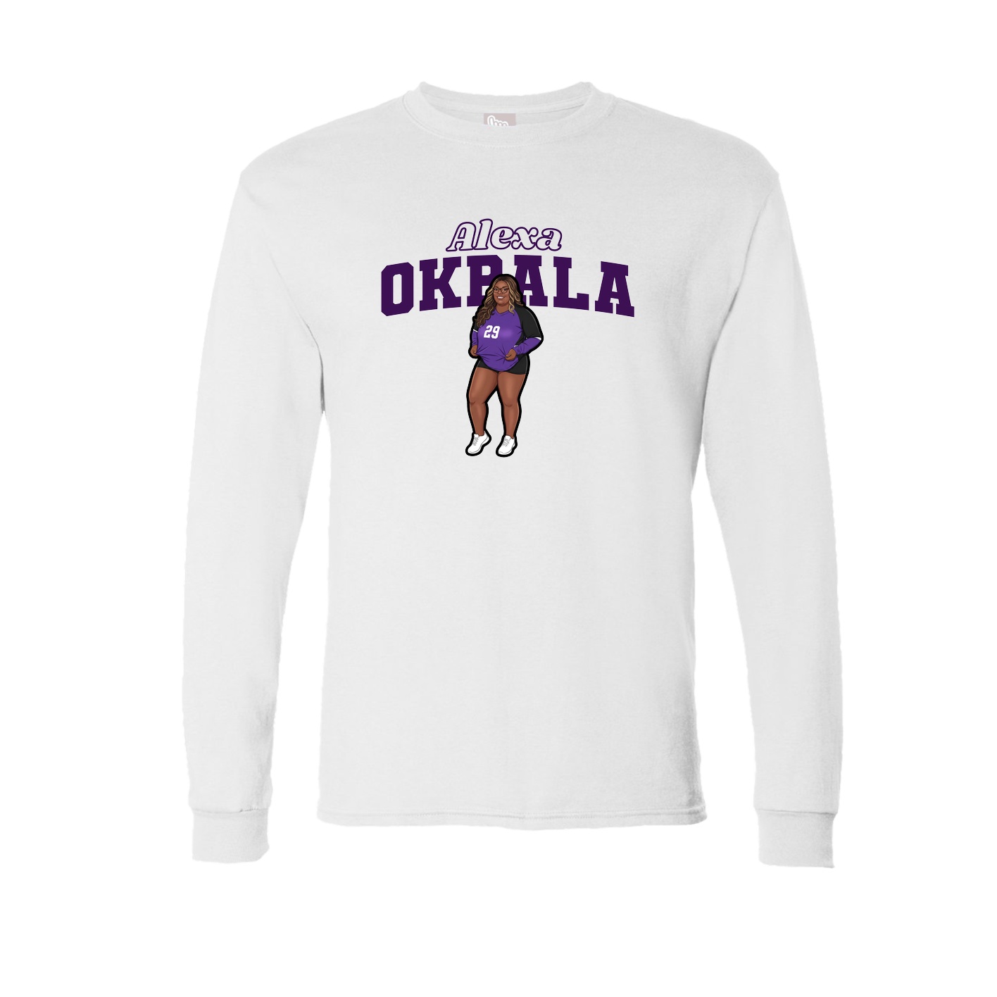 Long Sleeve Tee — Name Arch in White