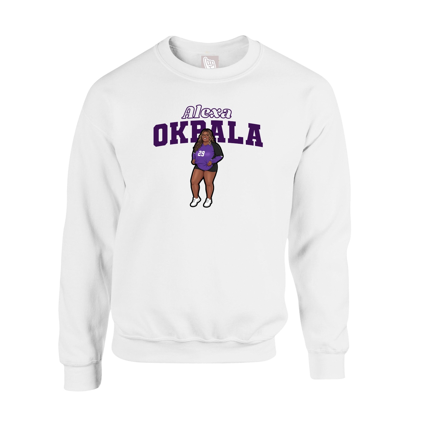 Fleece Crew — Name Arch in White
