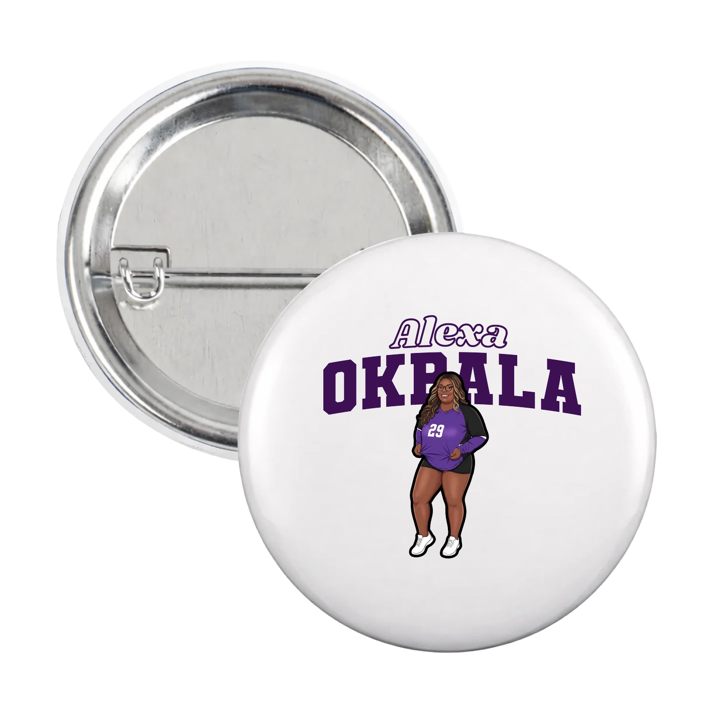 Game Day Button — Name Arch in White