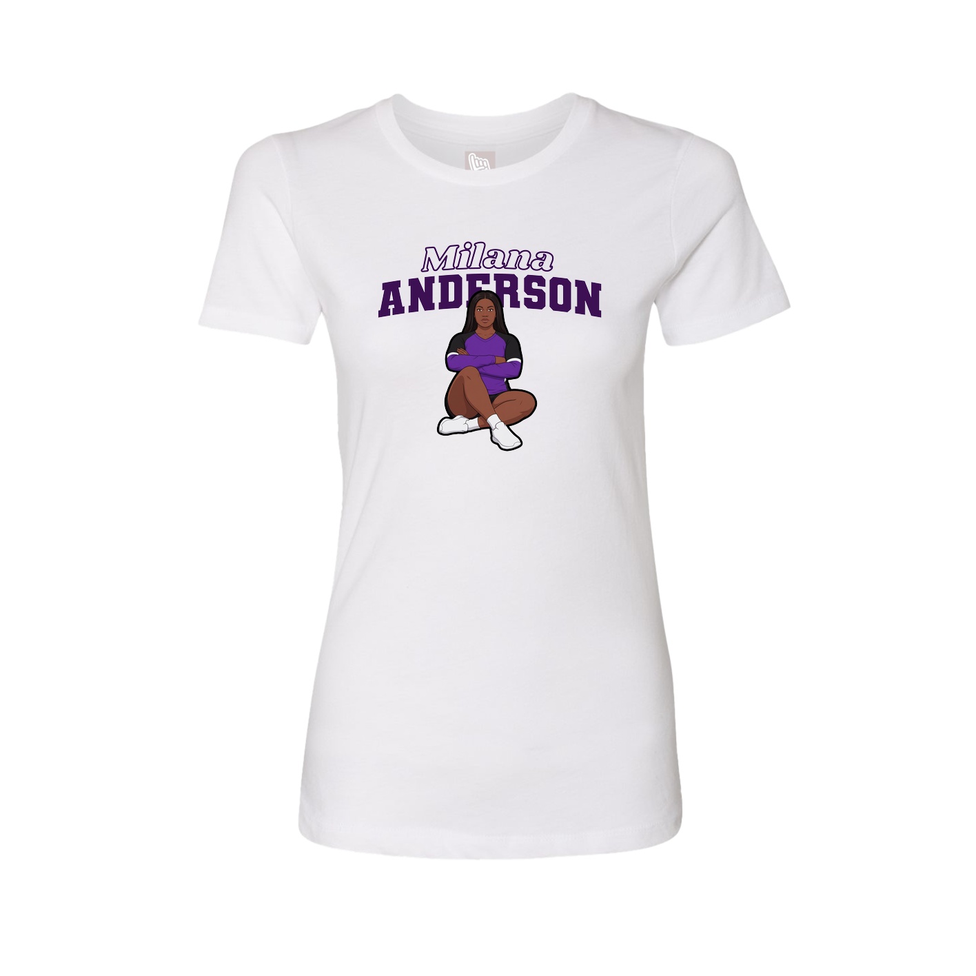 Fitted Women's Tee — Name Arch in White
