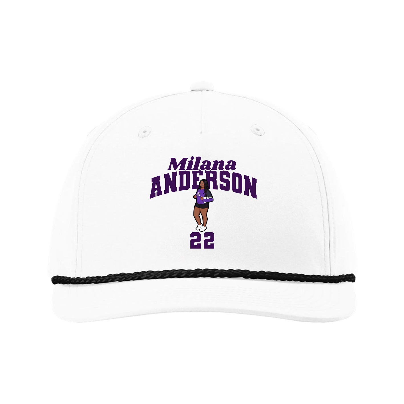 Five-Panel Classic Rope Cap — Signature Arch in White