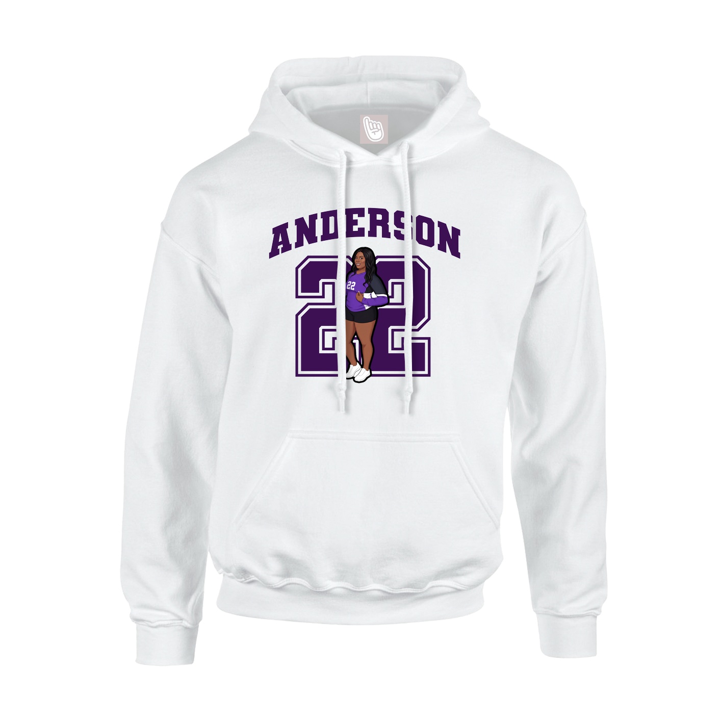 Youth Hoodie — Number in White