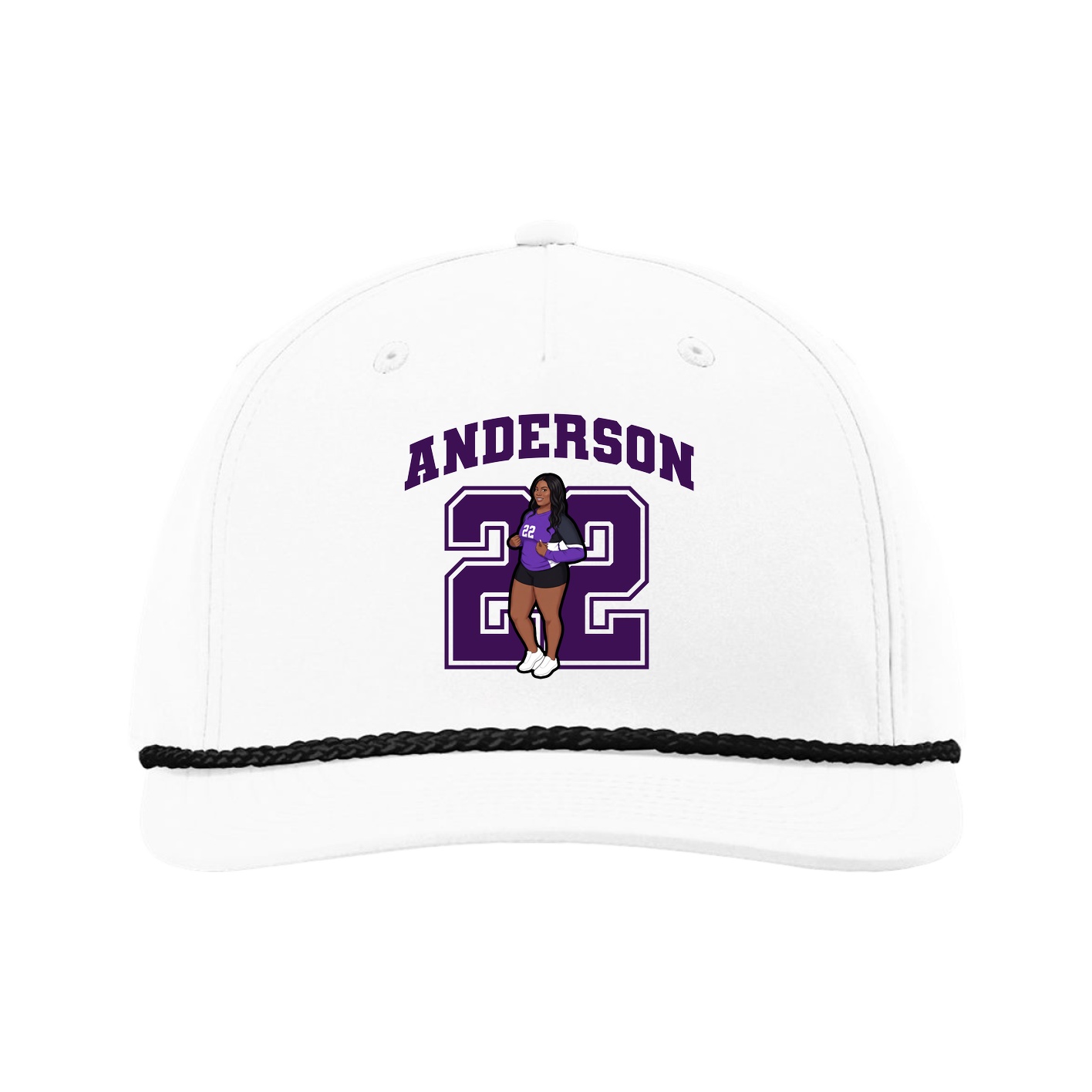 Five-Panel Classic Rope Cap — Number in White