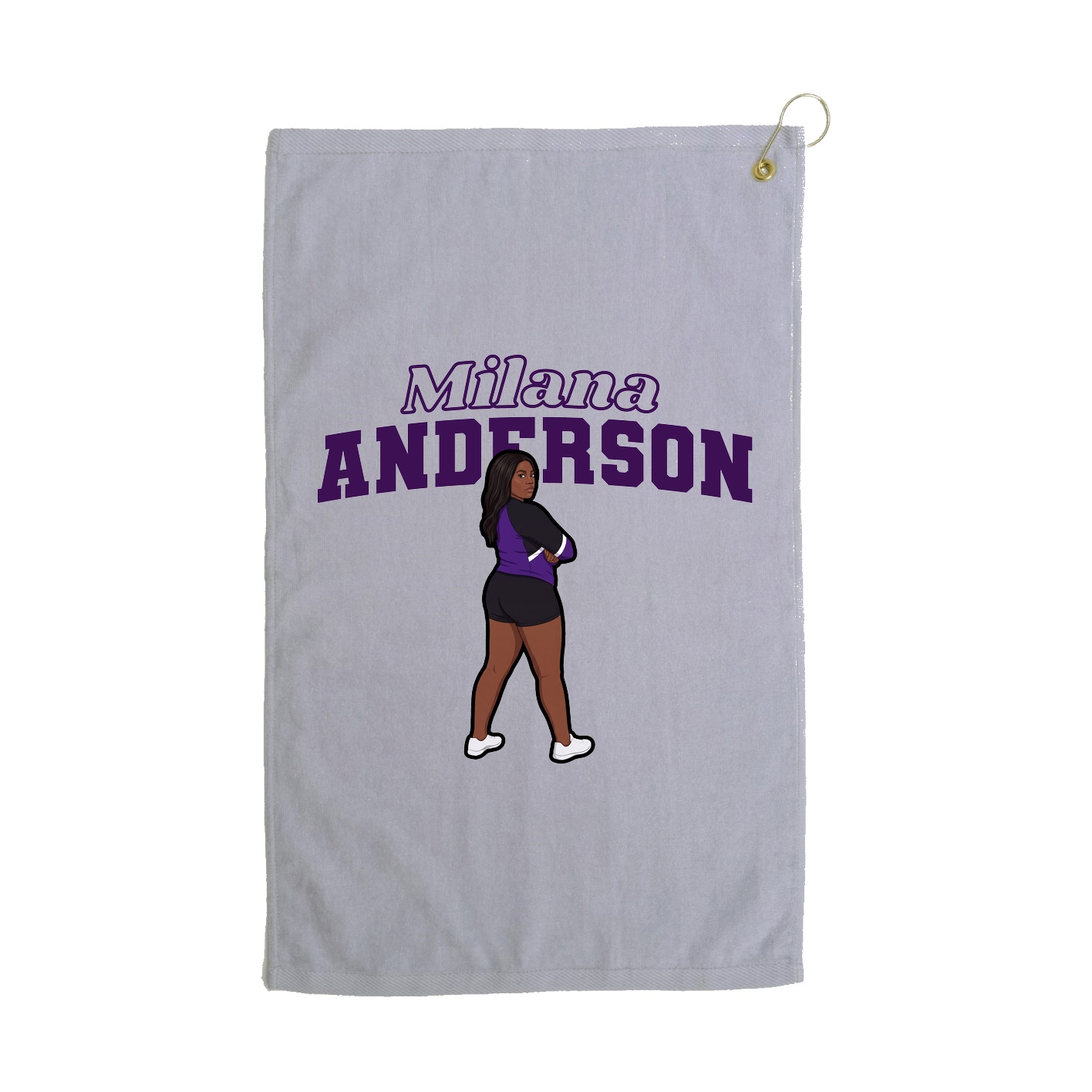 Golf Towel — Name Arch in Grey