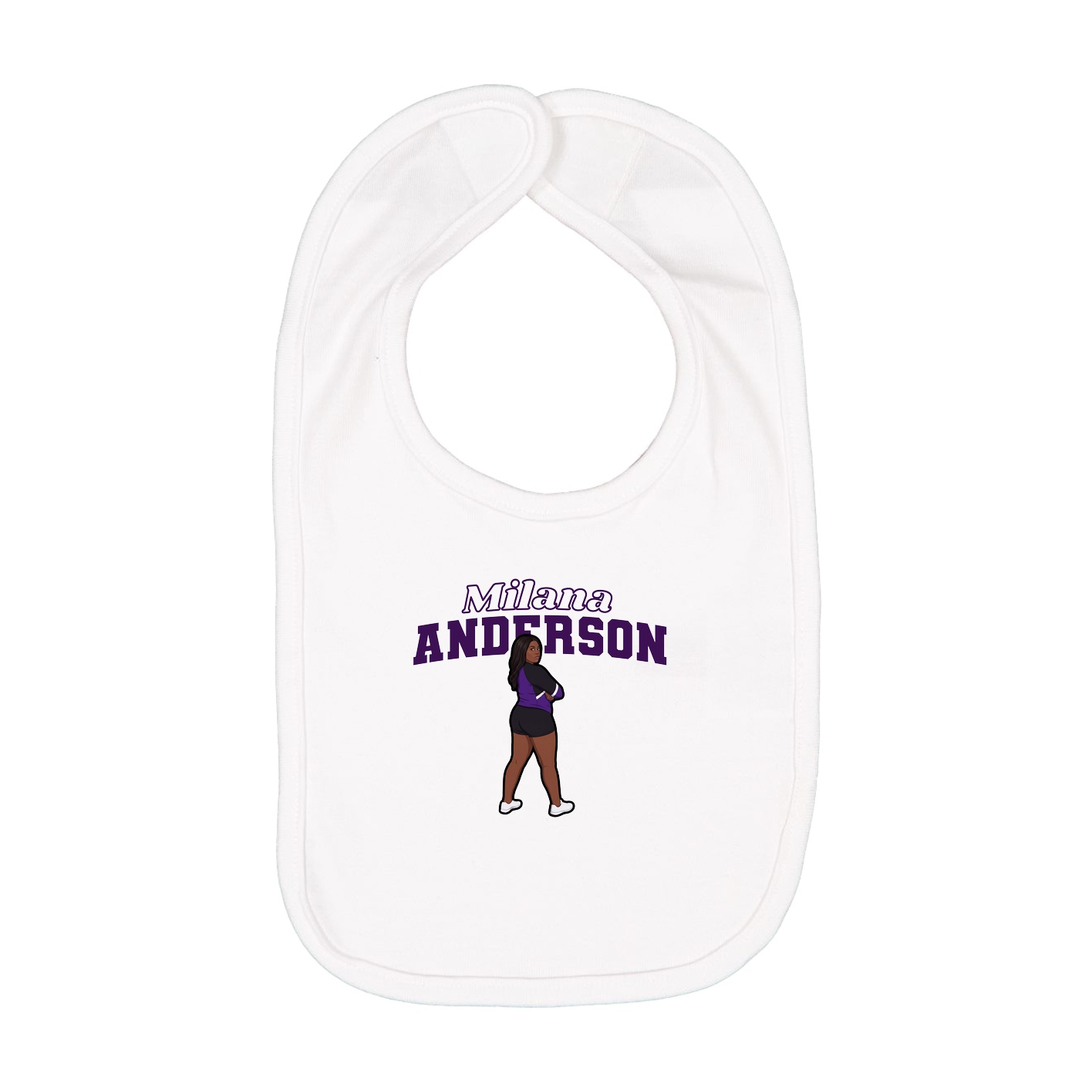 Infant Bib — Name Arch in White