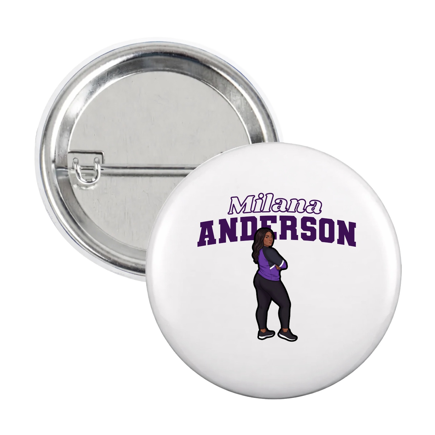 Game Day Button — Name Arch in White