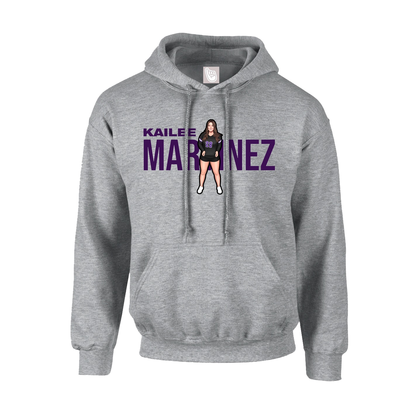 Hoodie — Player Name in Grey