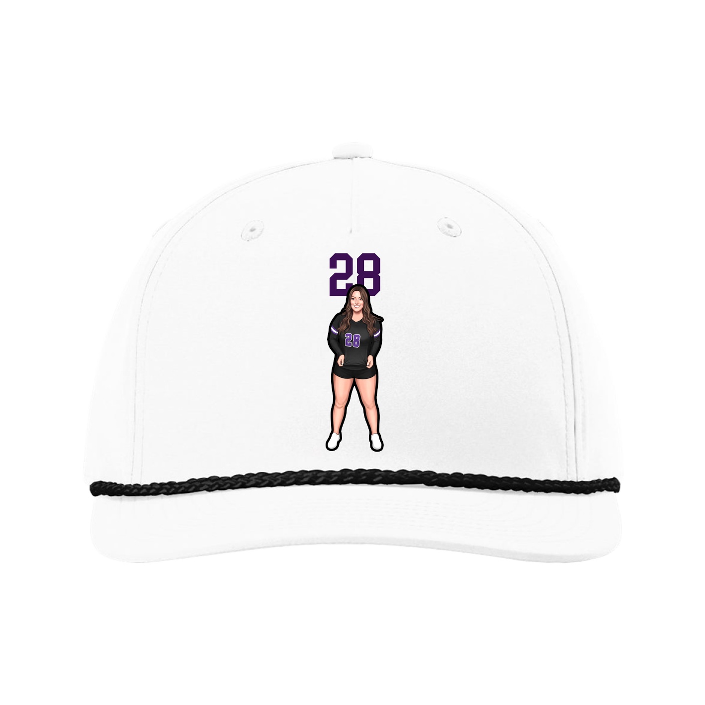 Five-Panel Classic Rope Cap — Number Top in White