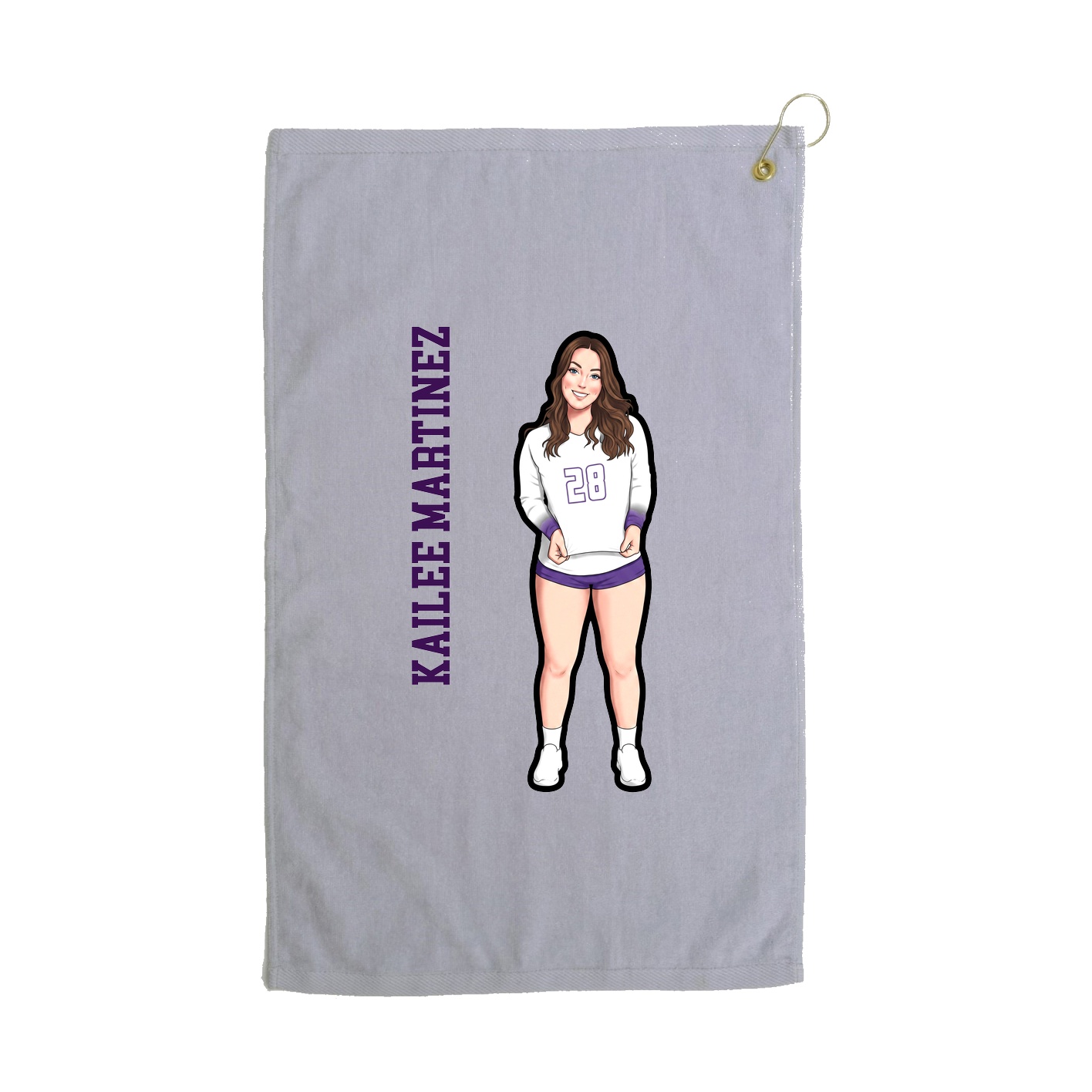 Golf Towel — Name Vertical in Grey