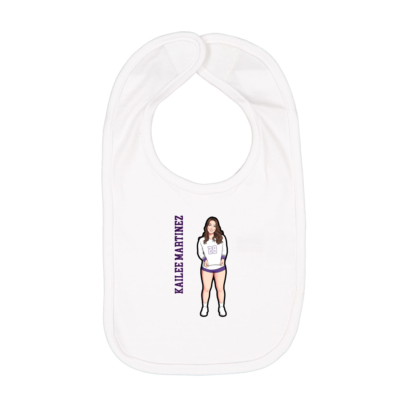 Infant Bib — Name Vertical in White