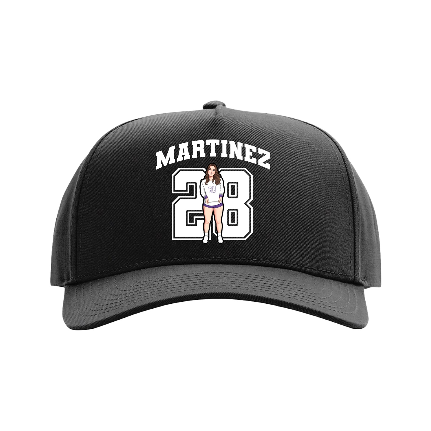 Full Fabric Five-Panel Champ Cap — Number in Black
