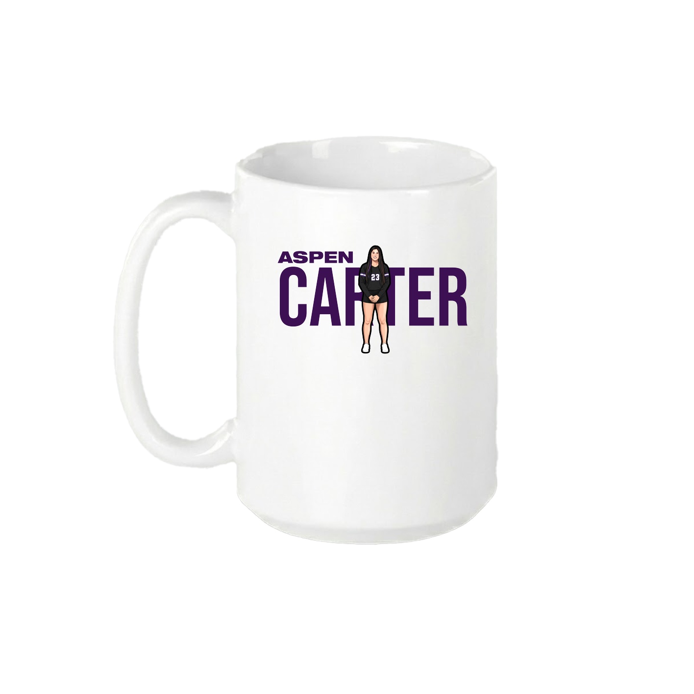 15oz Coffee Mug — Player Name in White
