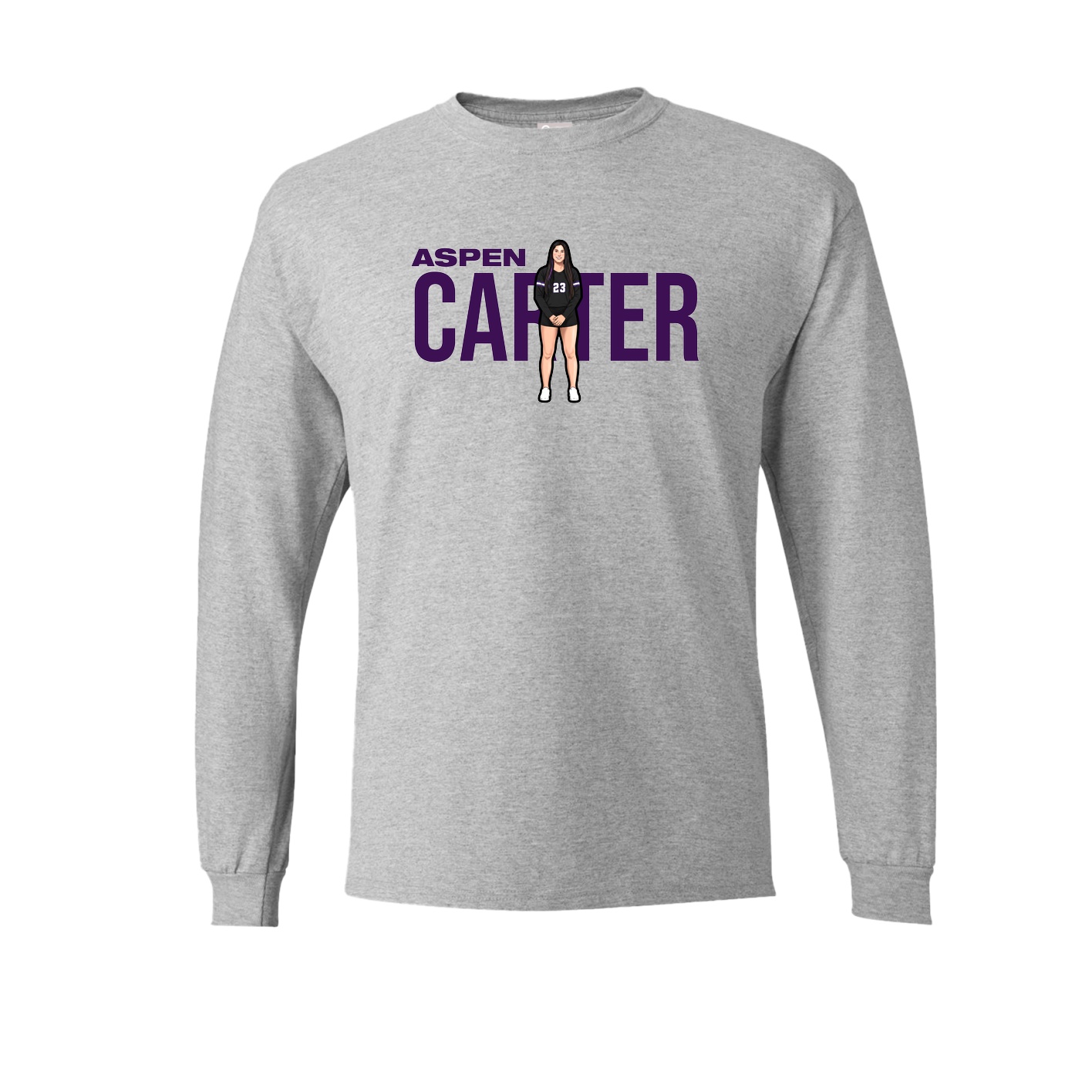 Long Sleeve Tee — Player Name in Grey