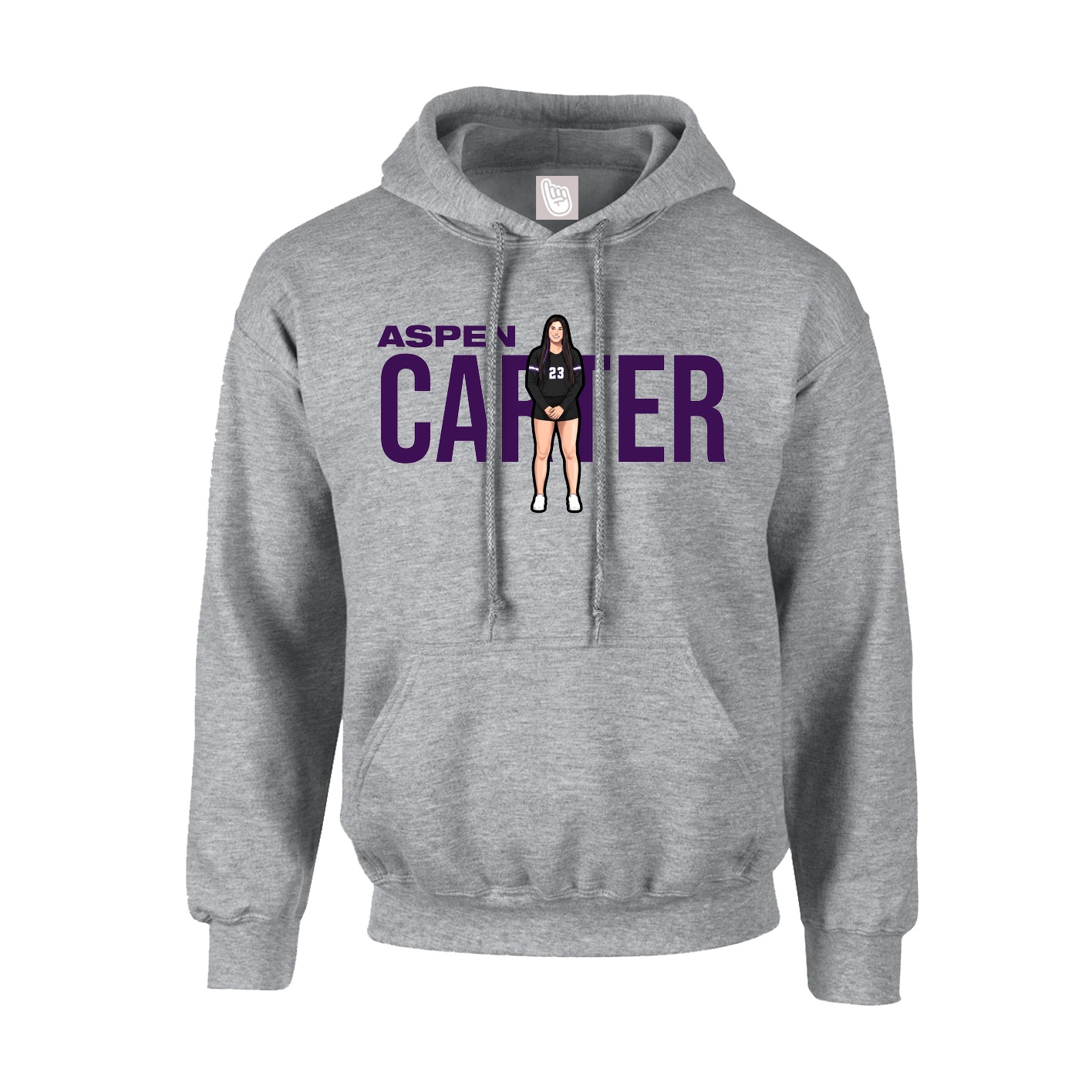 Hoodie — Player Name in Grey