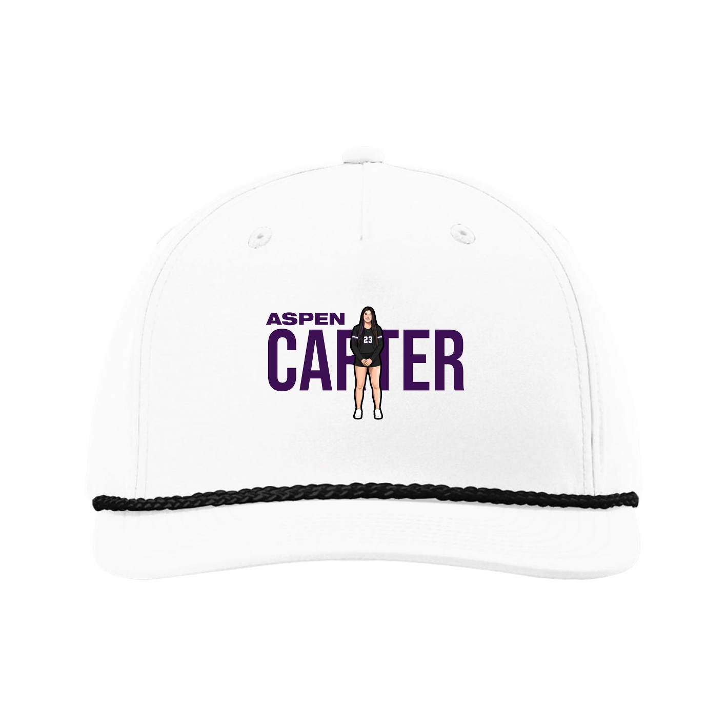 Five-Panel Classic Rope Cap — Player Name in White