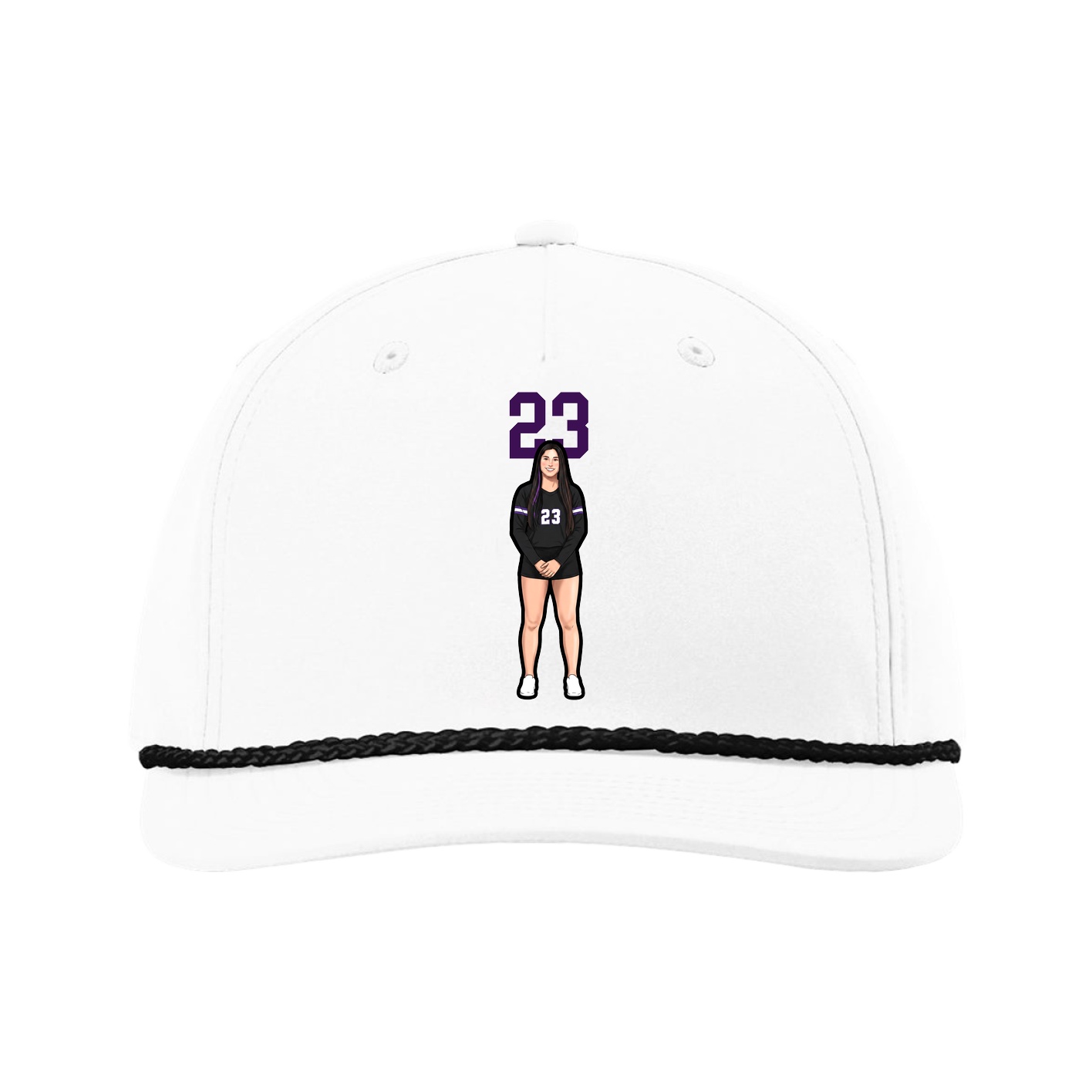 Five-Panel Classic Rope Cap — Number Top in White