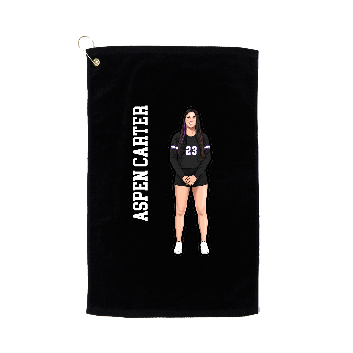 Golf Towel — Name Vertical in Black