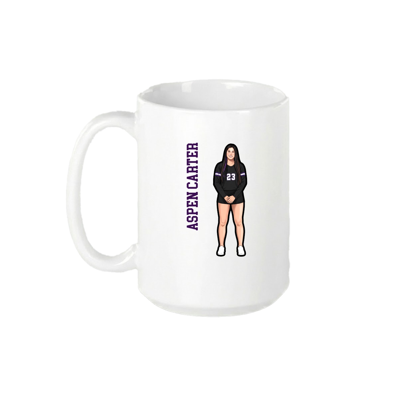 15oz Coffee Mug — Name Vertical in White