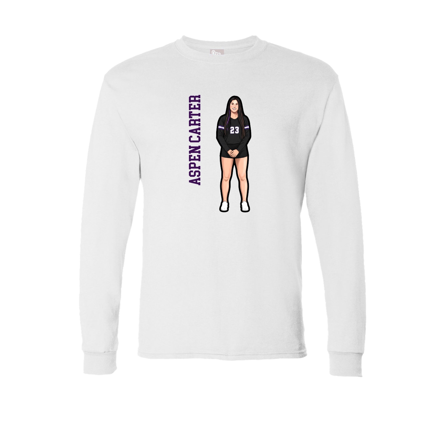 Long Sleeve Tee — Name Vertical in White