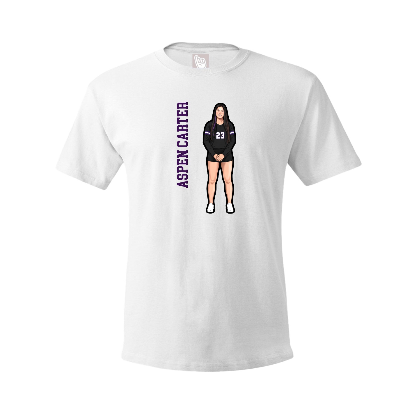 Youth Tee — Name Vertical in White