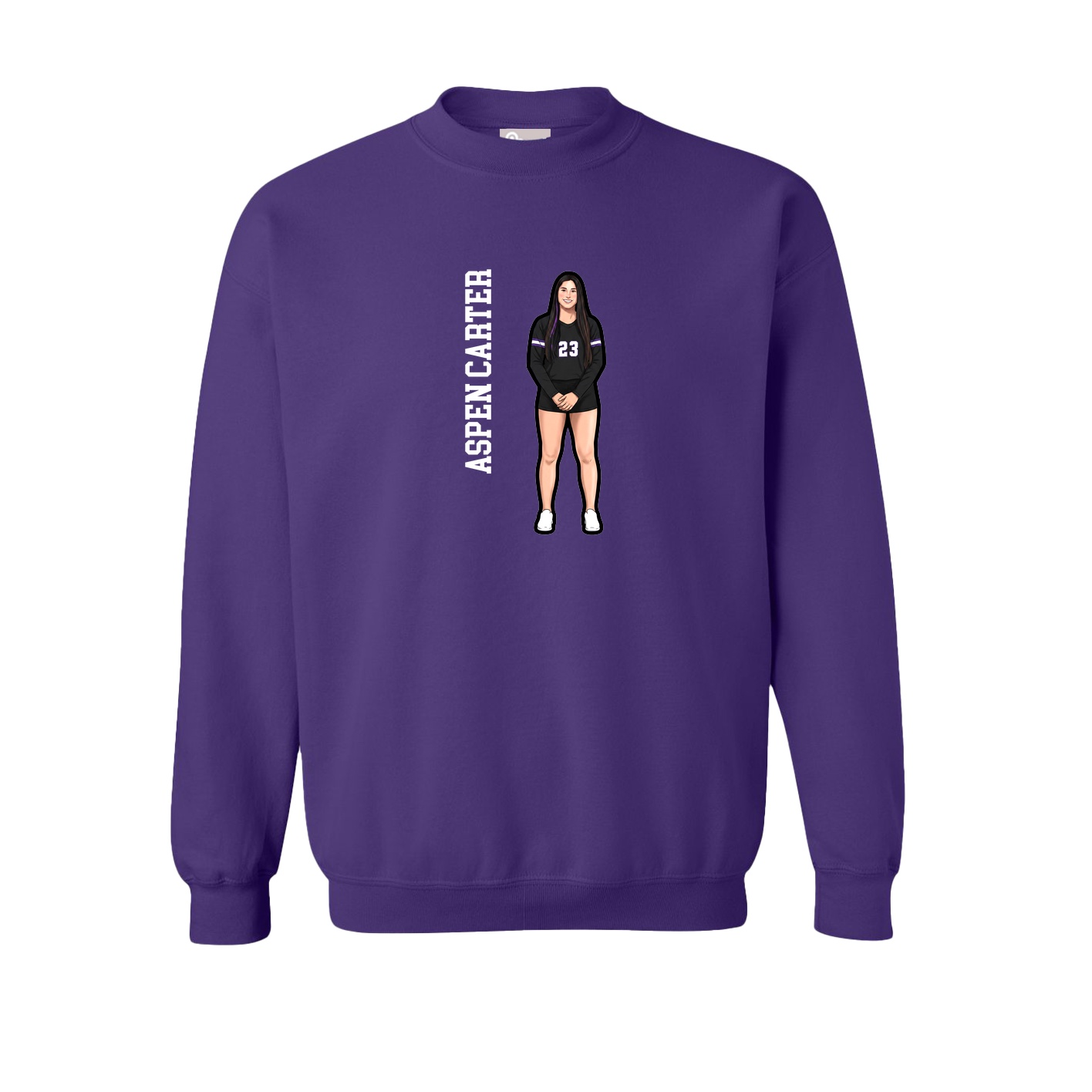 Fleece Crew — Name Vertical in Purple