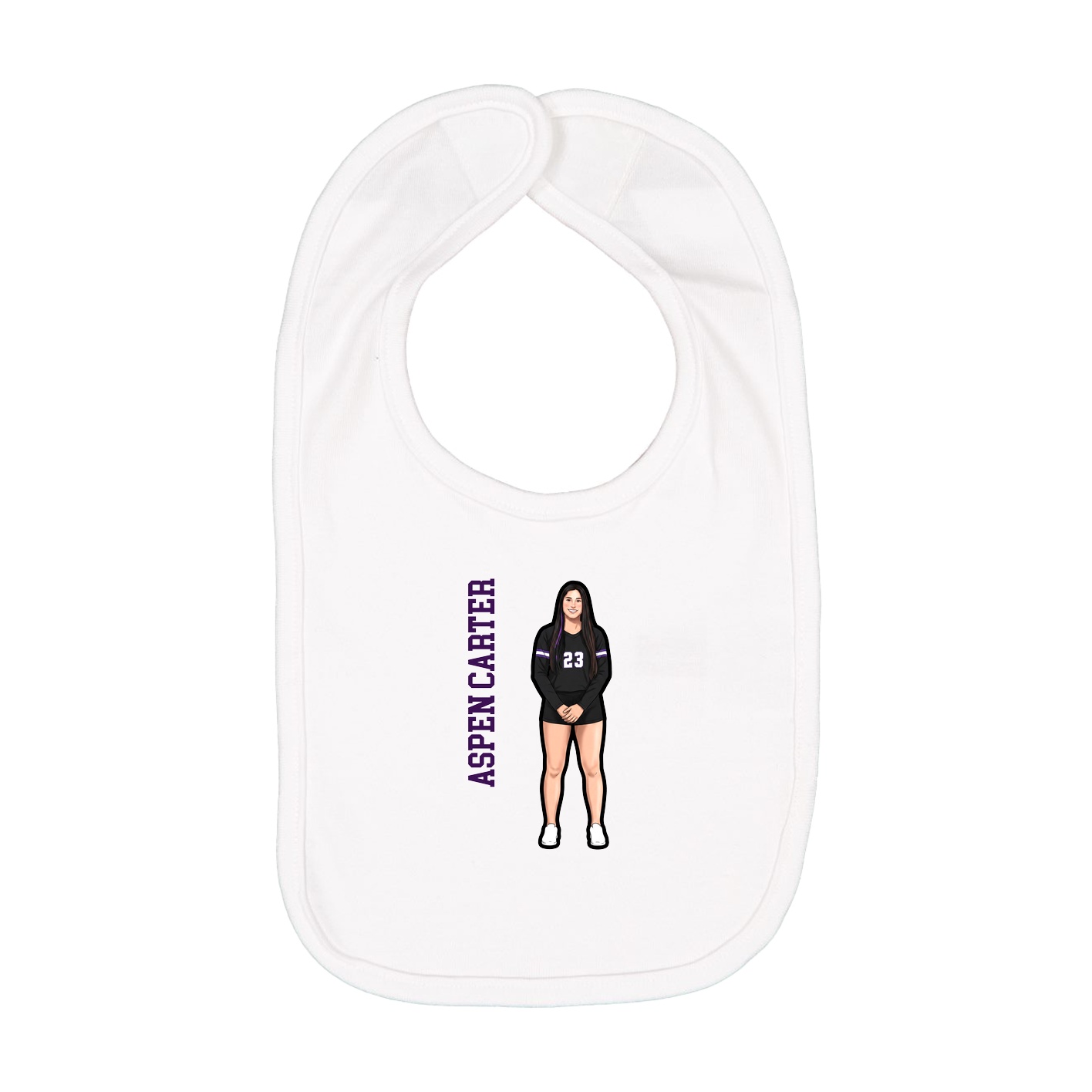 Infant Bib — Name Vertical in White