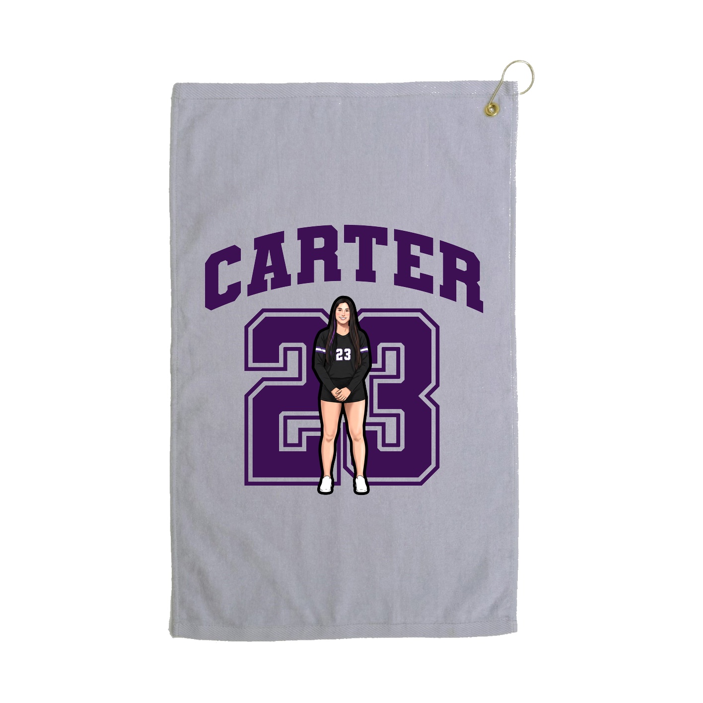 Golf Towel — Number in Grey