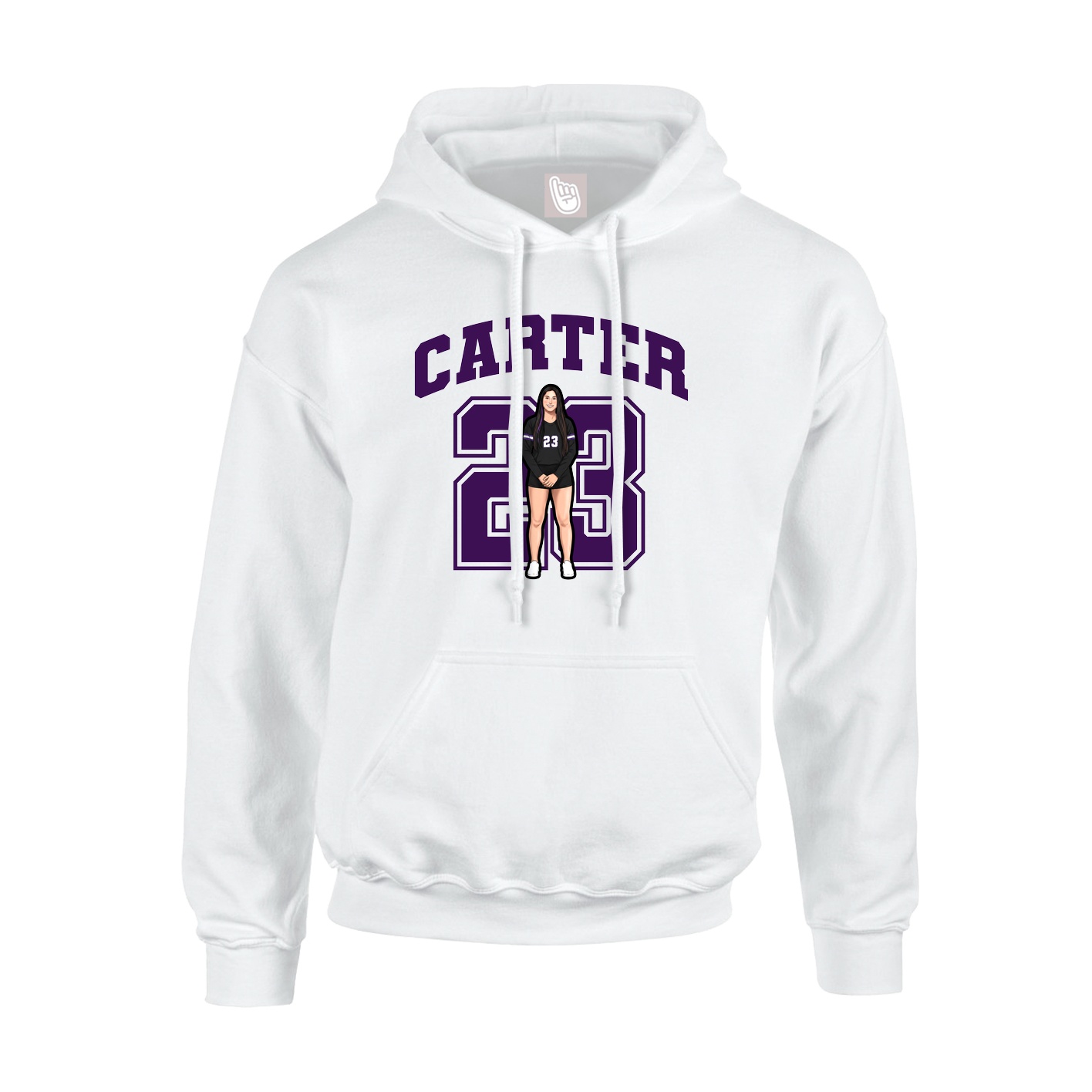 Hoodie — Number in White