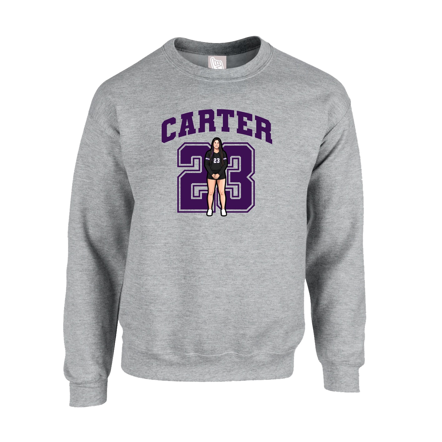 Fleece Crew — Number in Grey