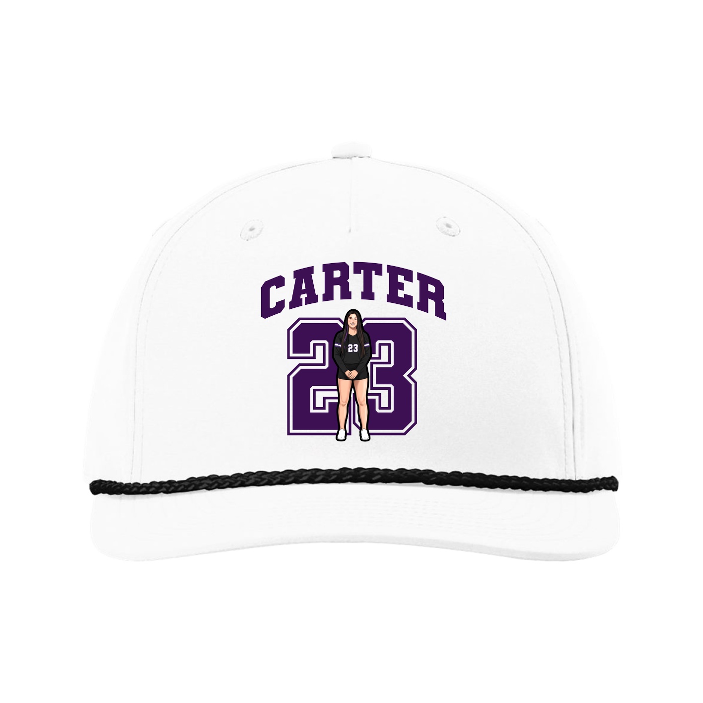 Five-Panel Classic Rope Cap — Number in White
