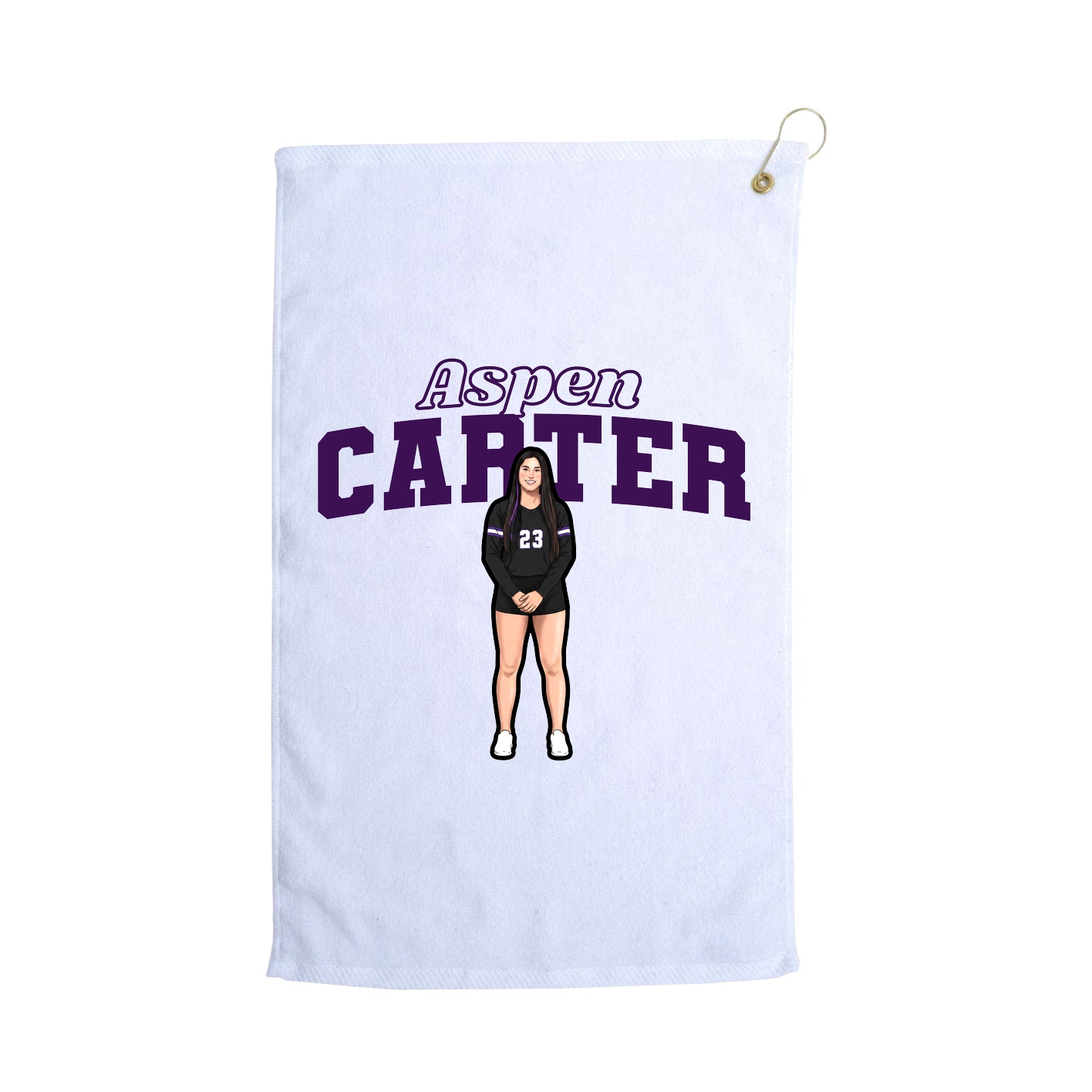 Golf Towel — Name Arch in White