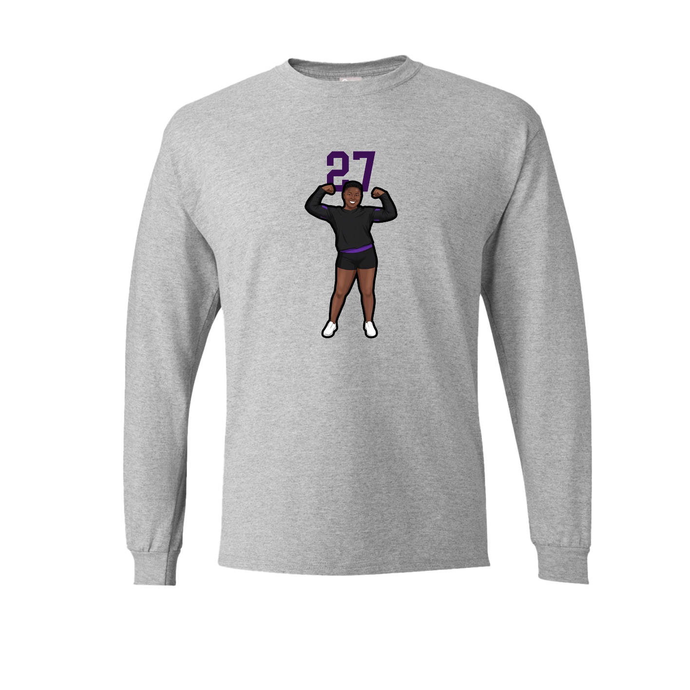 Long Sleeve Tee — Number Top in Grey
