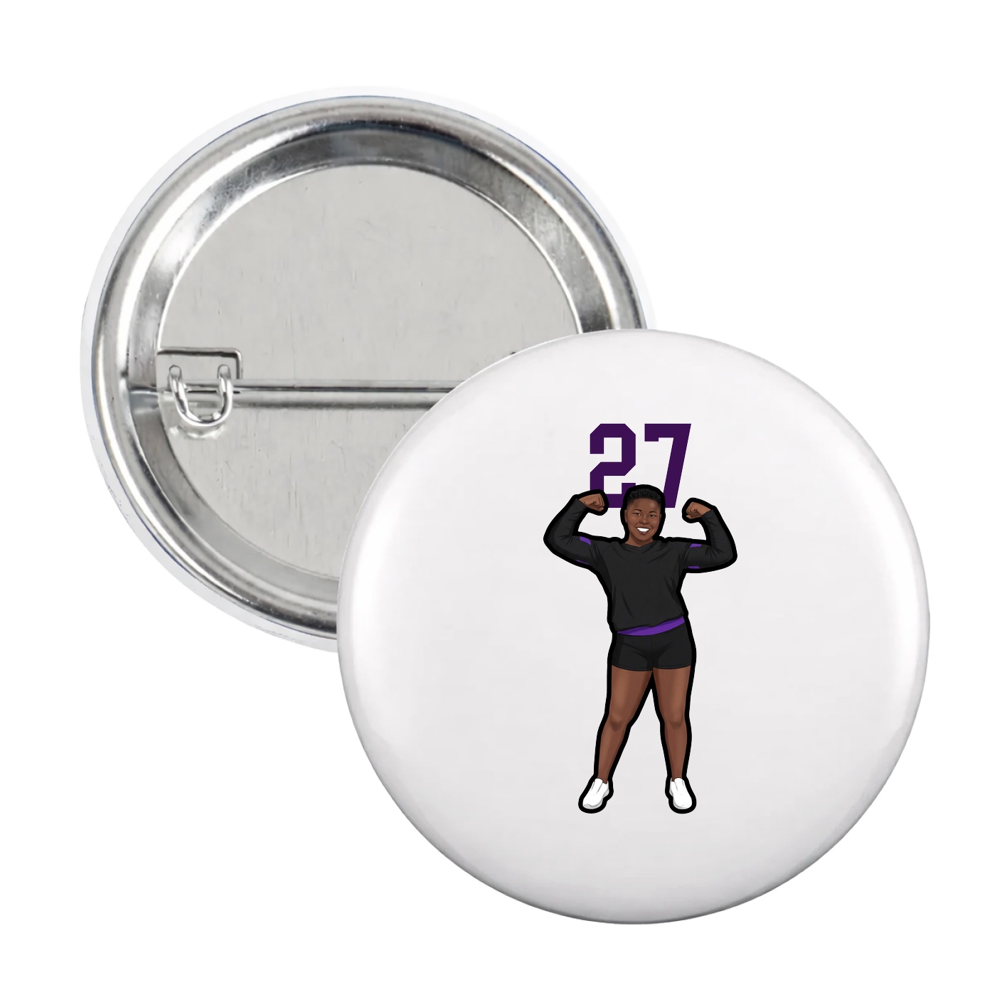 Game Day Button — Number Top in White