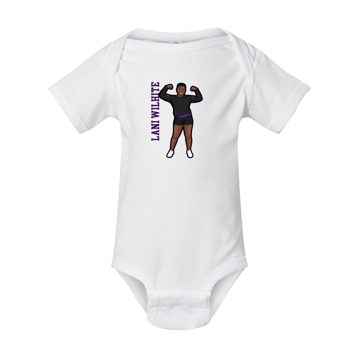 Baby Onesie — Name Vertical in White