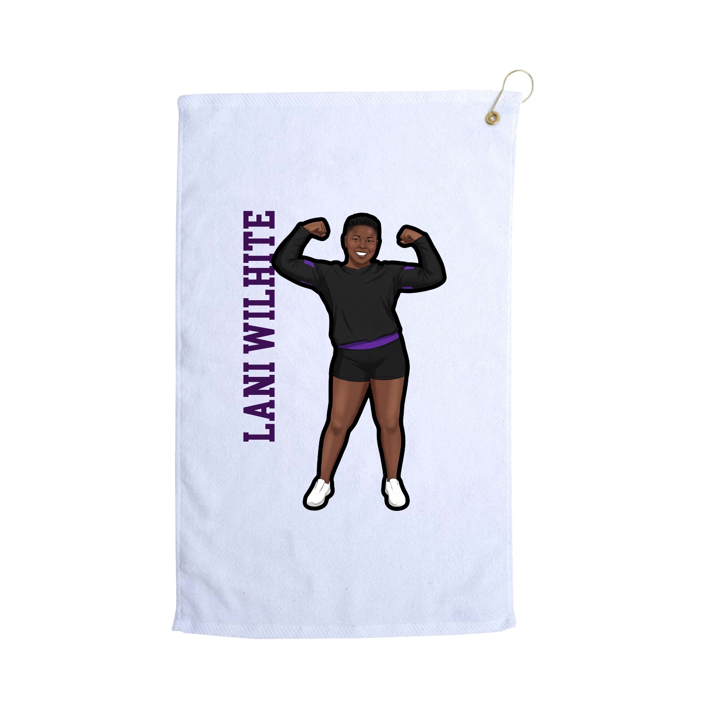 Golf Towel — Name Vertical in White