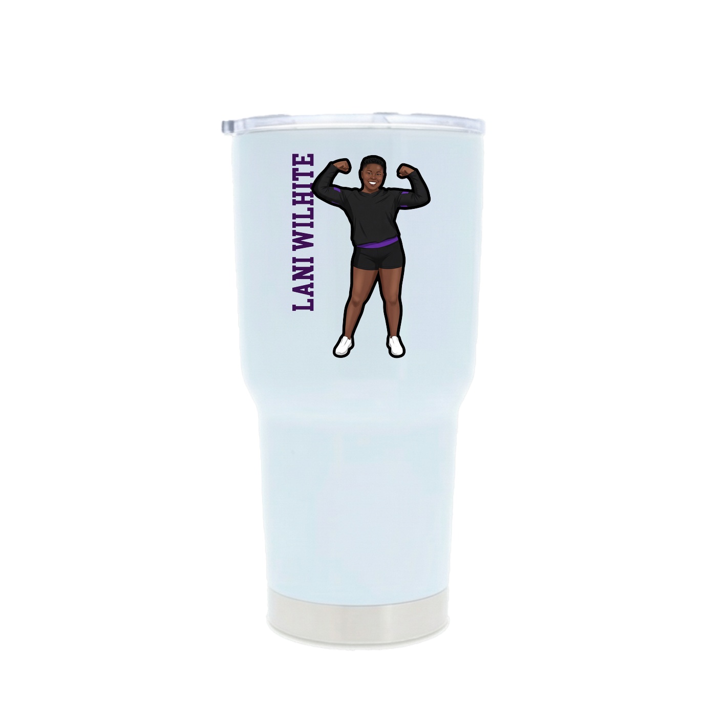 30oz Stainless Steel Tumbler — Name Vertical in White