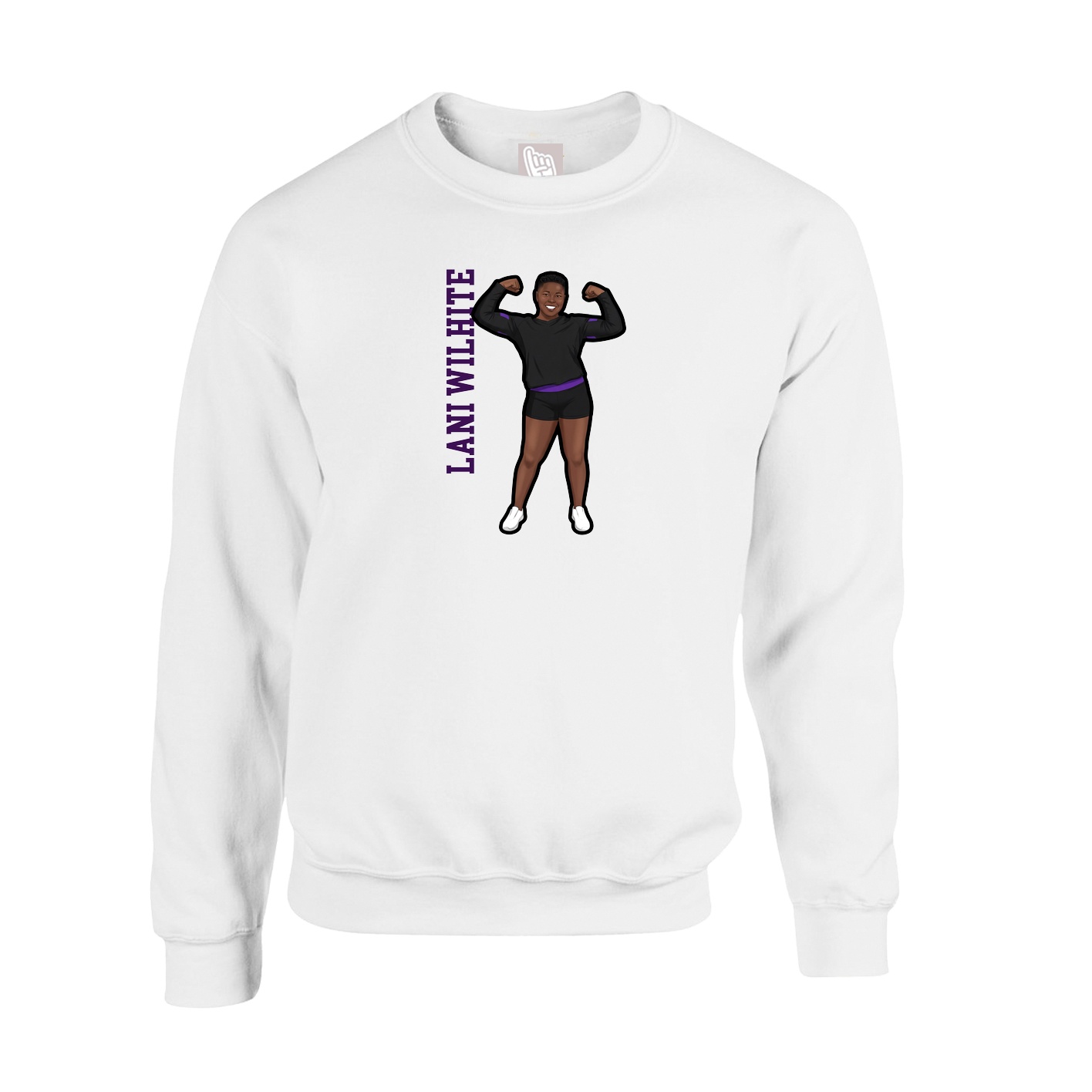 Fleece Crew — Name Vertical in White
