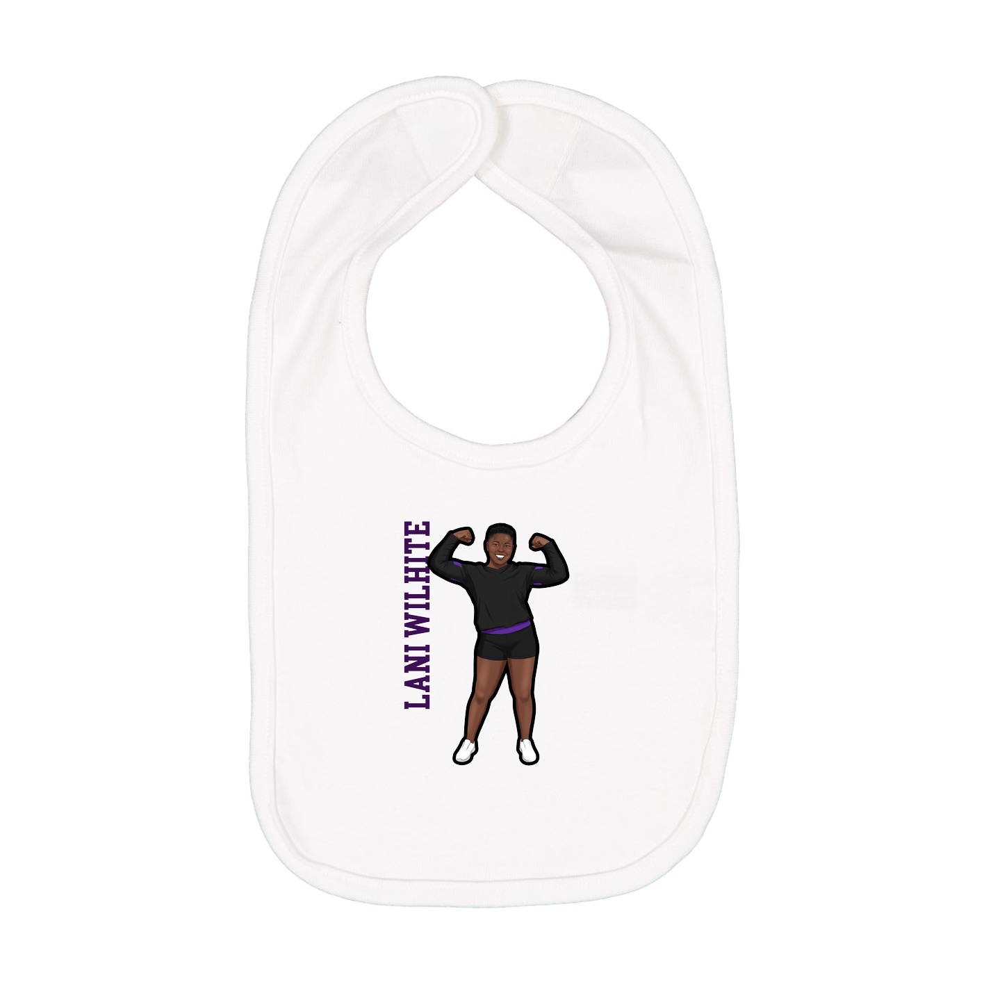 Infant Bib — Name Vertical in White