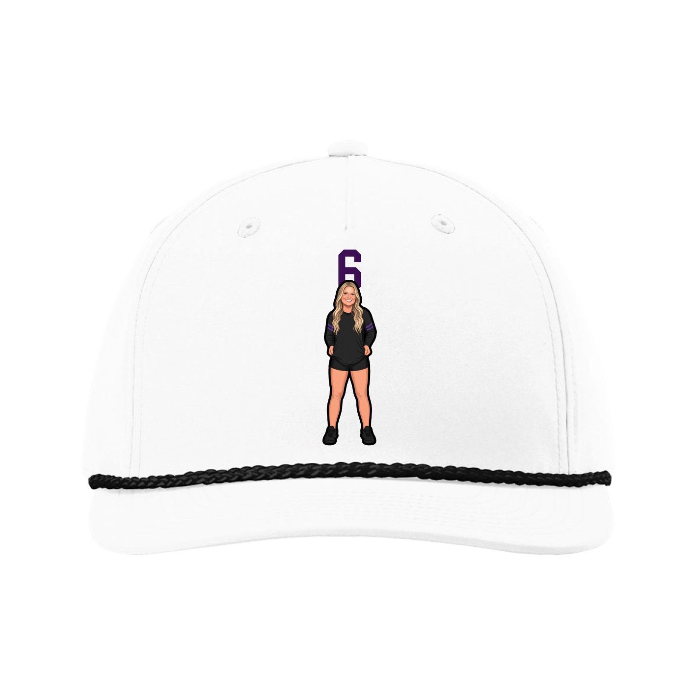 Five-Panel Classic Rope Cap — Number Top in White