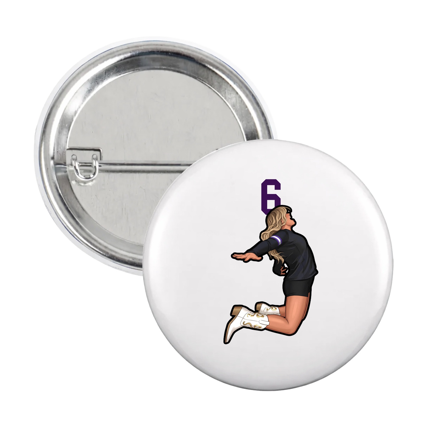 Game Day Button — Number Top in White