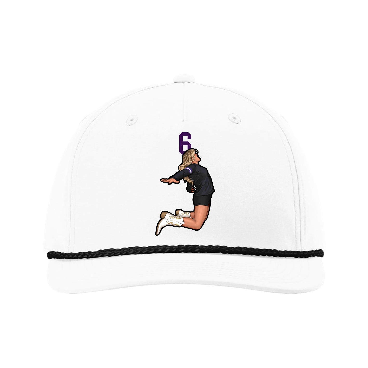 Five-Panel Classic Rope Cap — Number Top in White